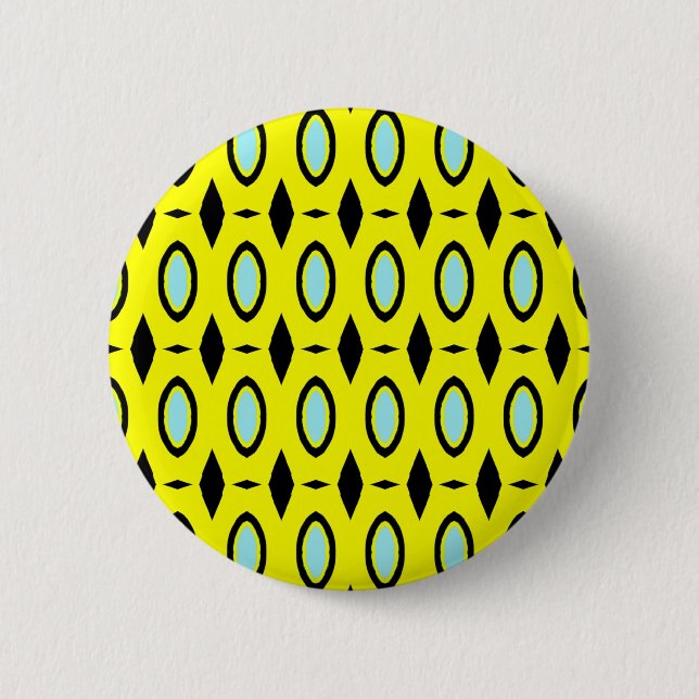 Pattern in Yellow, Blue and Black Pinback Button (Front)