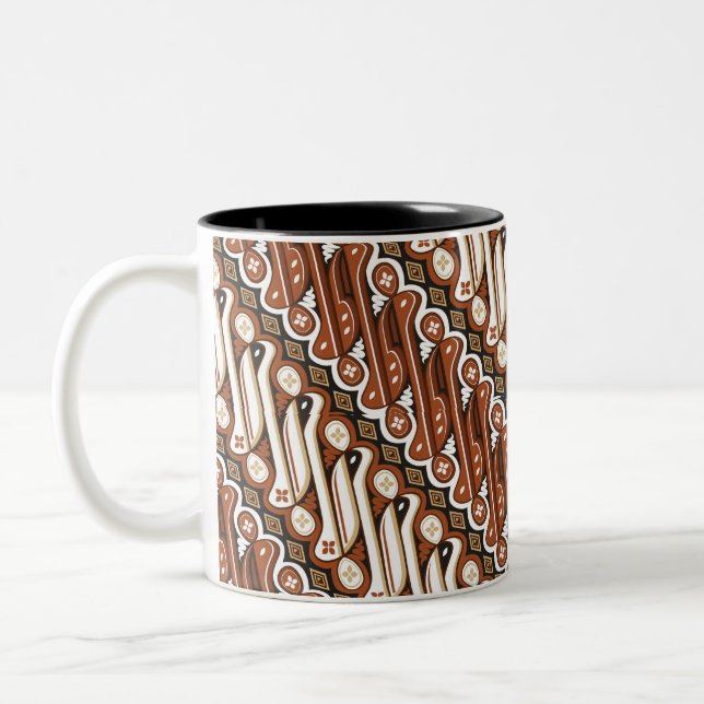 Pattern Indonesian batik  Two-Tone Coffee Mug (Left)