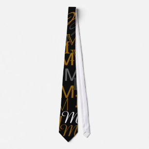pattern initial name neck tie