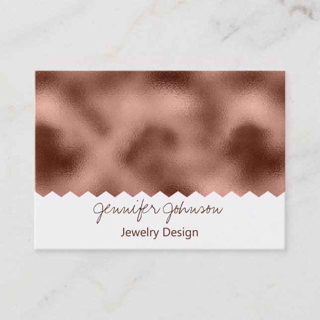 Pattern Jewelry Design Rose Gold Foil Business Card (Front)