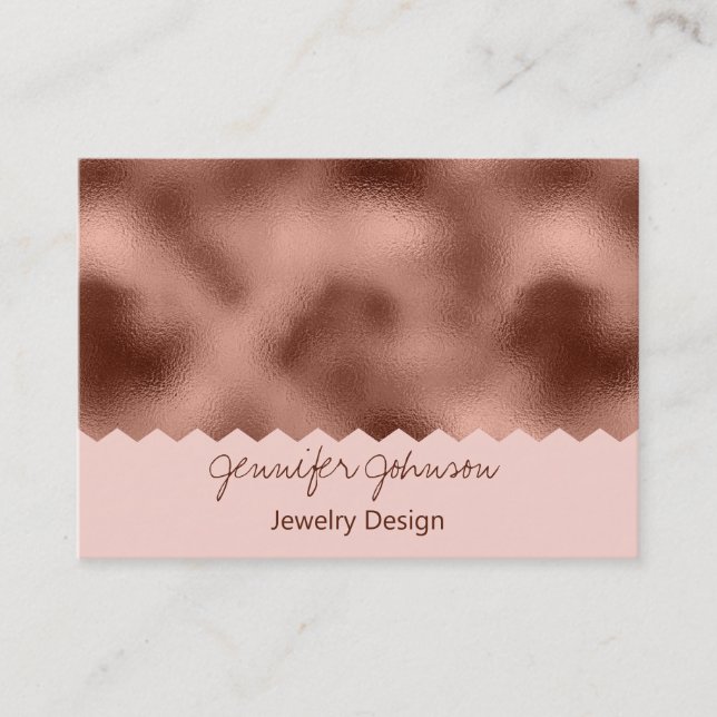 Pattern Jewelry Design Rose Gold Foil Business Card (Front)