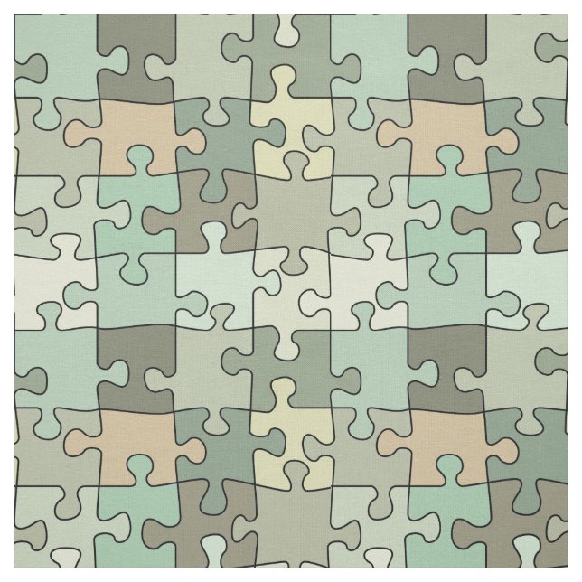 Pattern jigsaw puzzle green fabric (Swatch)