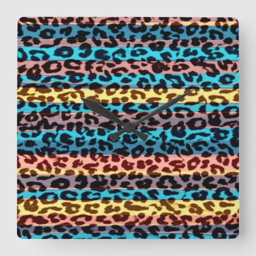 Pattern leopard fur abstract texture square wall clock