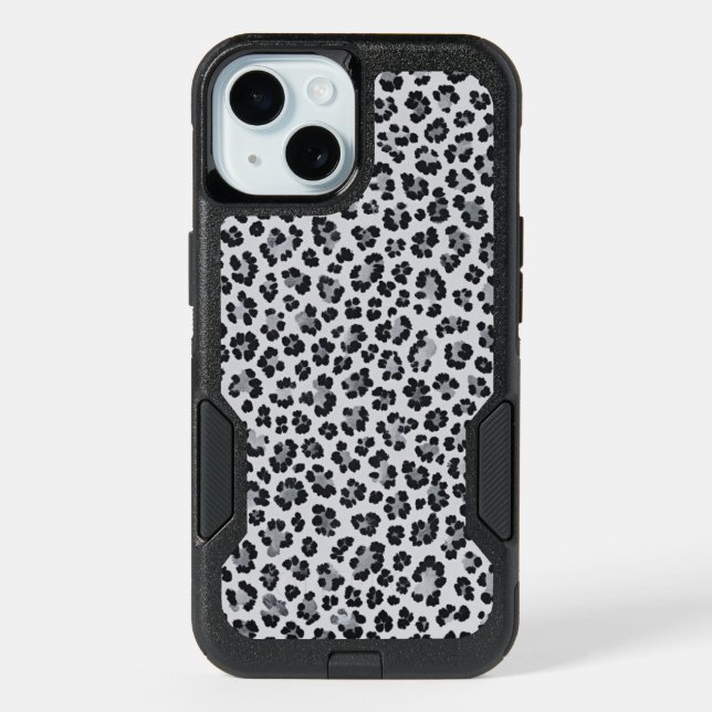 Pattern Leopard Print Gray iPhone 15 Case (Back)