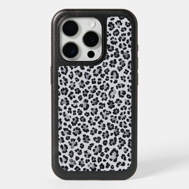 Pattern Leopard Print Gray iPhone 15 Pro Case (Back)
