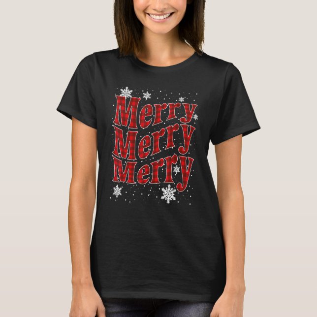 Pattern Letter Merry Christmas Xmas T-Shirt (Front)