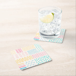 Pattern lines square paper coaster