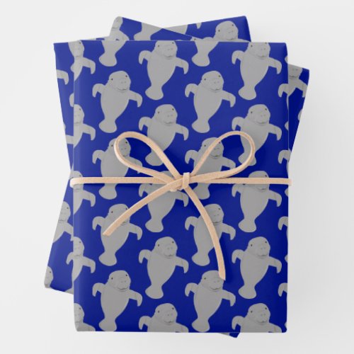 Pattern Manatee Animal Wrapping Paper Sheets