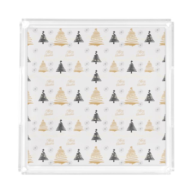 Pattern Merry Christmas Acrylic Tray (Front)