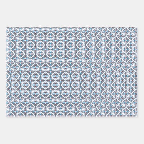 Pattern Modern Geometric simple  blue white Wrapping Paper Sheets