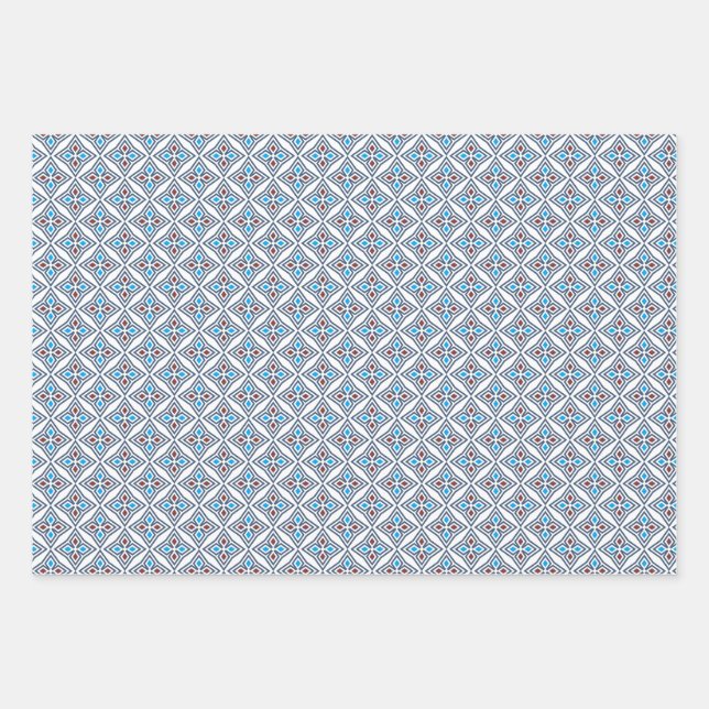 Pattern Modern Geometric simple  blue white Wrapping Paper Sheets (Front)