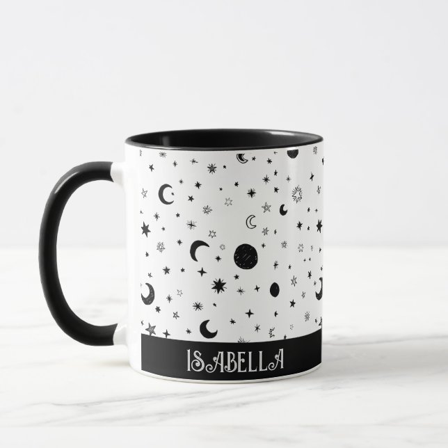 Pattern Moon and Stars Coffee Mug (Left)