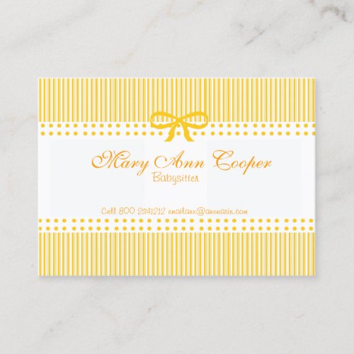 Modern Mustard Yellow Babysitter Business Cards