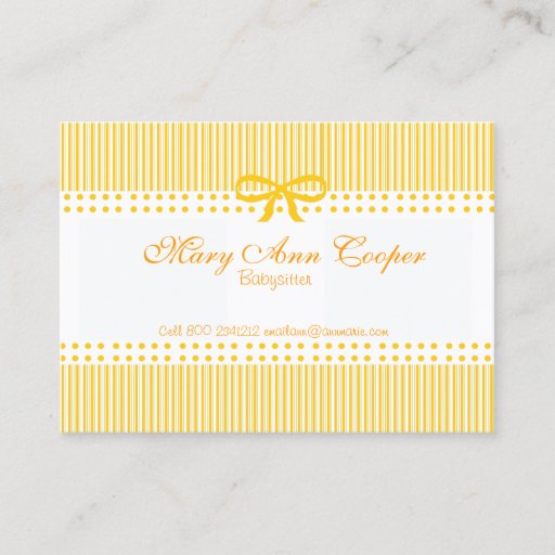Customizable Modern Mustard Yellow Babysitter Business Cards