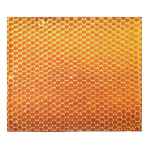 Pattern of a section of wax honeycomb from a bee h duvet cover