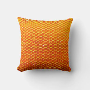 Pattern of a section of wax honeycomb from a bee h throw pillow