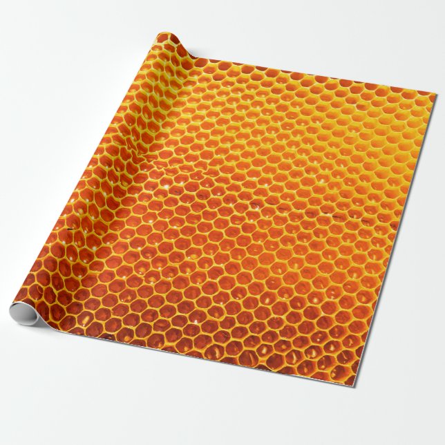 Pattern of a section of wax honeycomb from a bee h wrapping paper (Unrolled)