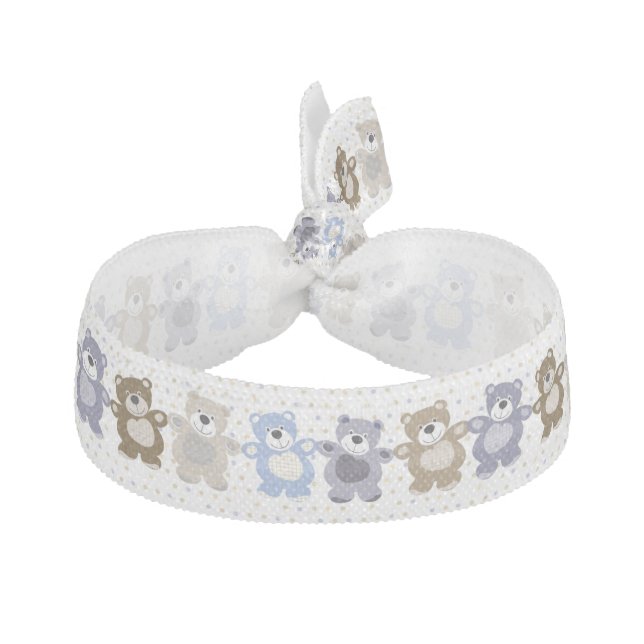 pattern of a toy teddy bear elastic hair tie (Front)