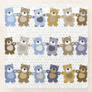 pattern of a toy teddy bear glass coaster