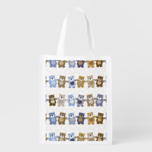 pattern of a toy teddy bear grocery bag