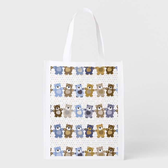 pattern of a toy teddy bear grocery bag (Front)