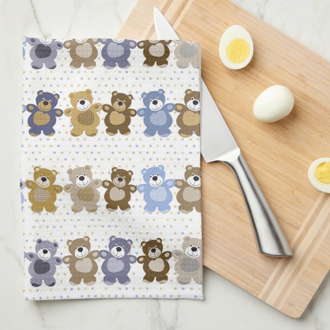 pattern of a toy teddy bear kitchen towel (Quarter Fold)