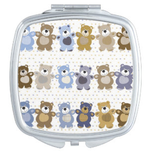 pattern of a toy teddy bear makeup mirror