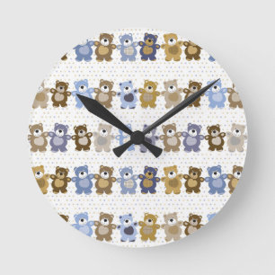pattern of a toy teddy bear round clock
