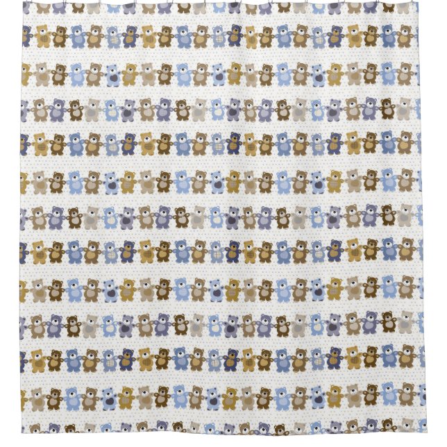 pattern of a toy teddy bear shower curtain (Front)