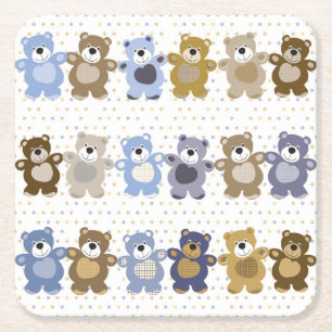 pattern of a toy teddy bear square paper coaster