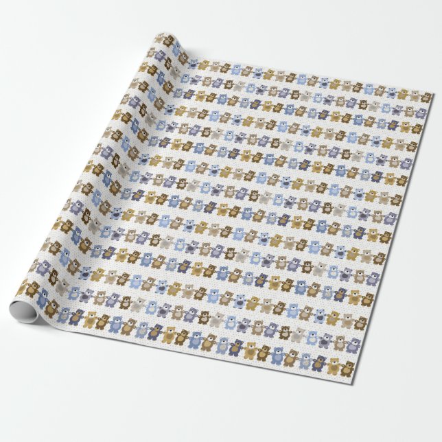 pattern of a toy teddy bear wrapping paper (Unrolled)