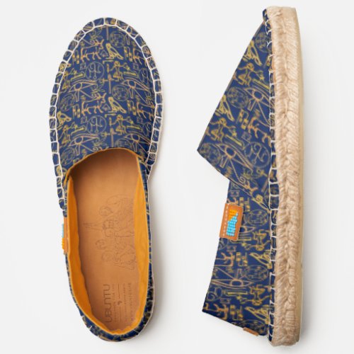 Pattern Of Ancient Egypt Shapes In Yellow Espadrilles