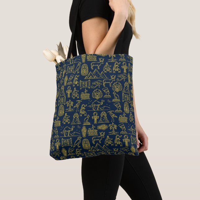 pattern of ancient Egyptian letters is repeated Tote Bag (Close Up)