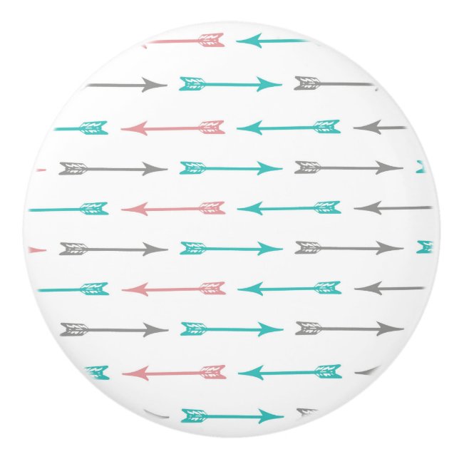 Pattern Of Arrows, Colorful Arrows, Fletched Arrow Ceramic Knob (Front)