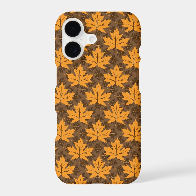 Pattern of autumn orange brown maple leaves iphone case (Back)