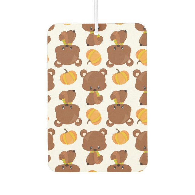 Pattern Of Bears, Cute Bears, Fall, Pumpkins Air Freshener (Front)
