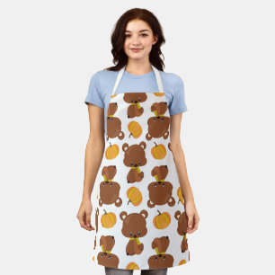Pattern Of Bears, Cute Bears, Fall, Pumpkins Apron