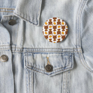 Pattern Of Bears, Cute Bears, Fall, Pumpkins Button