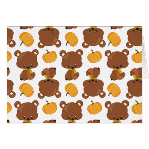 Pattern Of Bears, Cute Bears, Fall, Pumpkins Cards