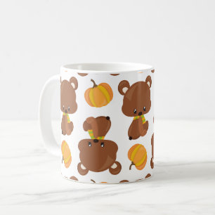 Pattern Of Bears, Cute Bears, Fall, Pumpkins Coffee Mug
