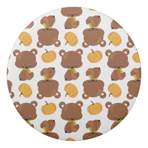 Pattern Of Bears Cute Bears Fall Pumpkins Eraser