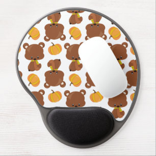 Pattern Of Bears, Cute Bears, Fall, Pumpkins Gel Mouse Pad