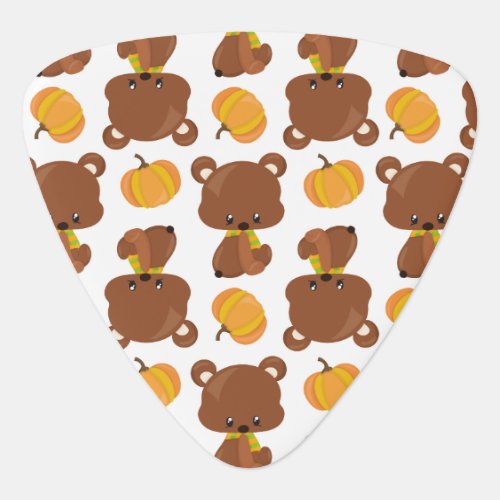 Pattern Of Bears Cute Bears Fall Pumpkins Guitar Pick