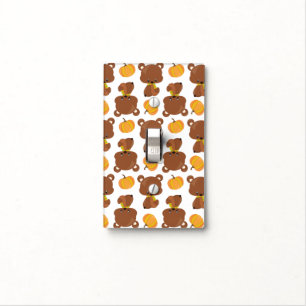 Pattern Of Bears, Cute Bears, Fall, Pumpkins Light Switch Cover