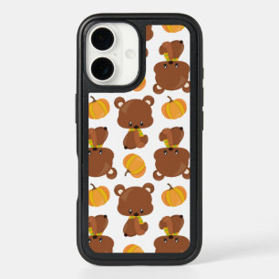 Pattern Of Bears, Cute Bears, Fall, Pumpkins iPhone 16 Case