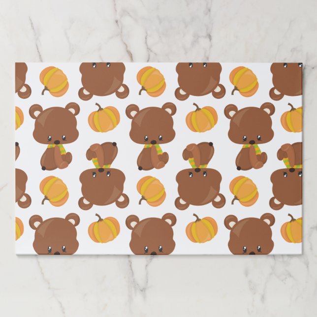 Pattern Of Bears, Cute Bears, Fall, Pumpkins Paper Pad (Front)