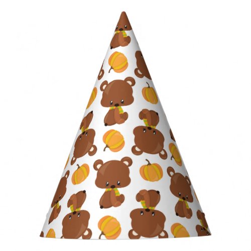 Pattern Of Bears Cute Bears Fall Pumpkins Party Hat