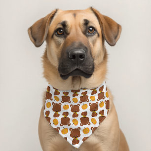 Pattern Of Bears, Cute Bears, Fall, Pumpkins Pet Bandana Collar