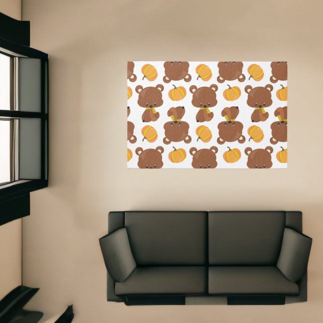 Pattern Of Bears, Cute Bears, Fall, Pumpkins Rug (Insitu (Indoor 1))