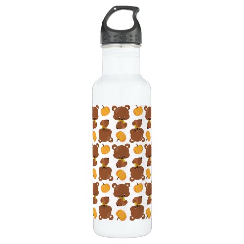 Pattern Of Bears Cute Bears Fall Pumpkins Stainless Steel Water Bottle